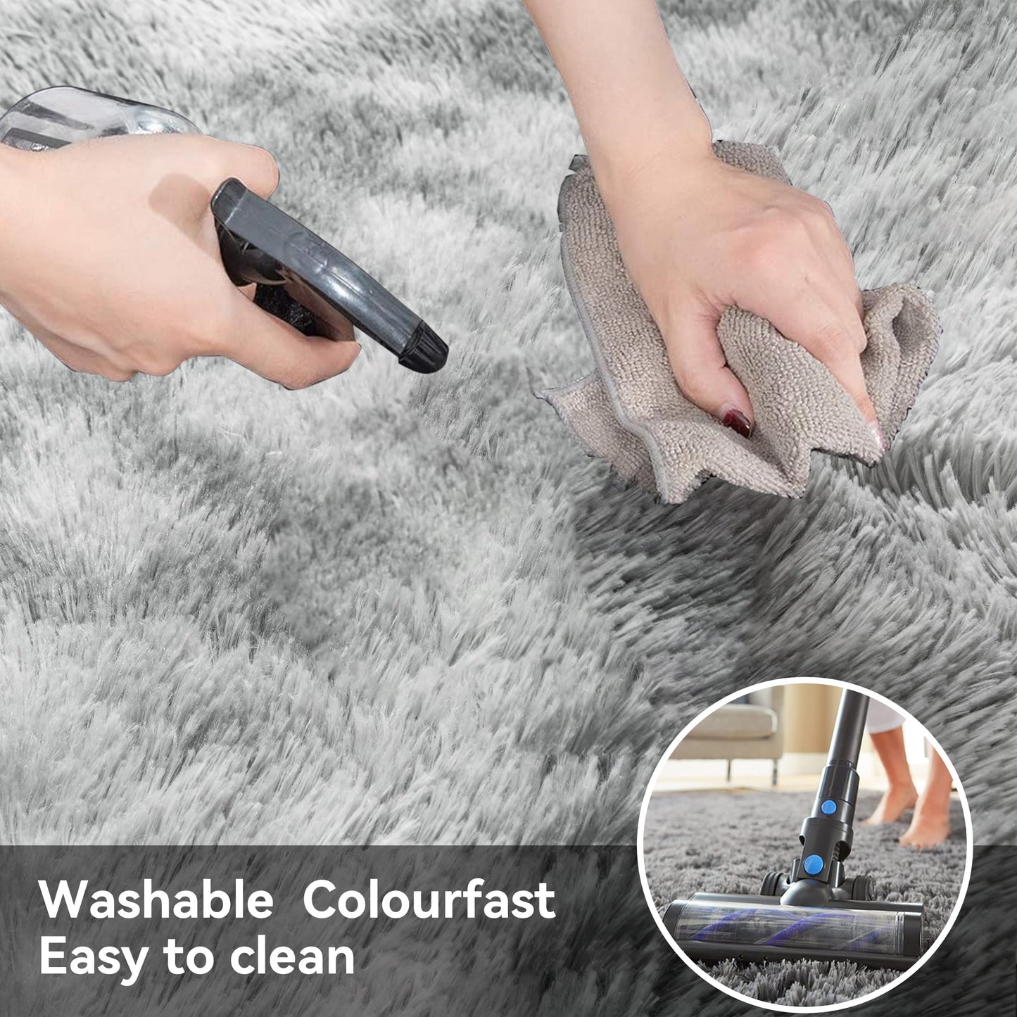 HioHa Area Rugs ,10ft x 8ft Shaggy Area Rugs for Living Room Bedroom£¬Soft Fluffy Rugs & Plush Decorative Rug for Indoor Home Floor Carpet Mat Light Gray
