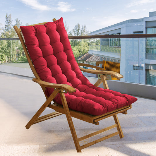 HioHa Rocking Chair Cushion, 49x19x3 inch Lounge Chaise Chair Cushion with Ties, Thickened Recliner Cushion Double-Sided Foldable(Reddish Brown)