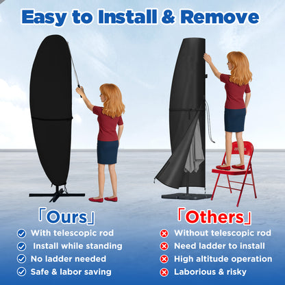 Lcogd 420D Waterproof Patio Umbrella Cover 12'-14', Outdoor Dustproof Universal Umbrella Cover with Support Rods