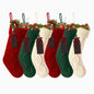 HioHa Christmas Stockings, Knit Cable Mantel Decor with Hanging Loop, Large Holiday Gift Bags for Fireplace, Set of 6, Red, White, and Green