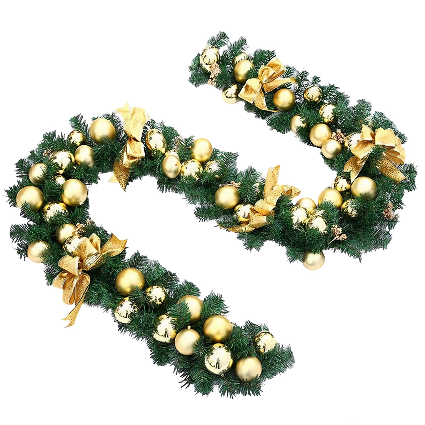 HioHa Christmas Garland 9ft Artificial Pine Garland with Warm White LED Lights, Pine Cones and Berries for Holiday Indoor Home Decor