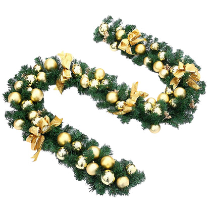 HioHa Christmas Garland 9ft Artificial Pine Garland with Warm White LED Lights, Pine Cones and Berries for Holiday Indoor Home Decor
