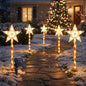 HioHa 2 Sets Solar Star Christmas Pathway Lights, 5-in-1 Outdoor Candy Cane Star Stake Lights, Warm White LED Waterproof Holiday Decor for Yard Lawn Garden Walkway