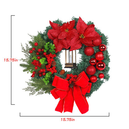 HioHa Christmas Wreaths & Fall Wreath for Front Door, 16-inch Artificial Decor with Pine Cones & Berries for Indoor Outdoor Use