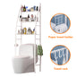 HioHa Over the Toilet Storage, Bathroom Organizer and Storage Shelf with Paper Holder and Hooks, New Over Toilet Storage Rack for Bathroom Laundry Room Balcony, 17.32"W White