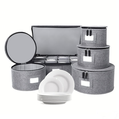 HioHa 5-Piece China Storage Containers, Stackable Dish Box with Felt Dividers for Plates, Wine Glasses, Mugs, Saucers, Kitchen & Moving Organization