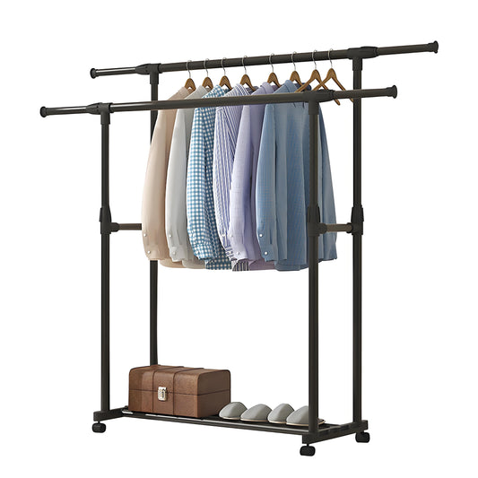 HioHa Clothes Rack, Heavy Duty Clothing Racks or Hanging Racks with Shelf, Adjustable Garment Rack with Wheels 35-61Wx16Dx35-61H Inches for Bedroom Laundry Living Room