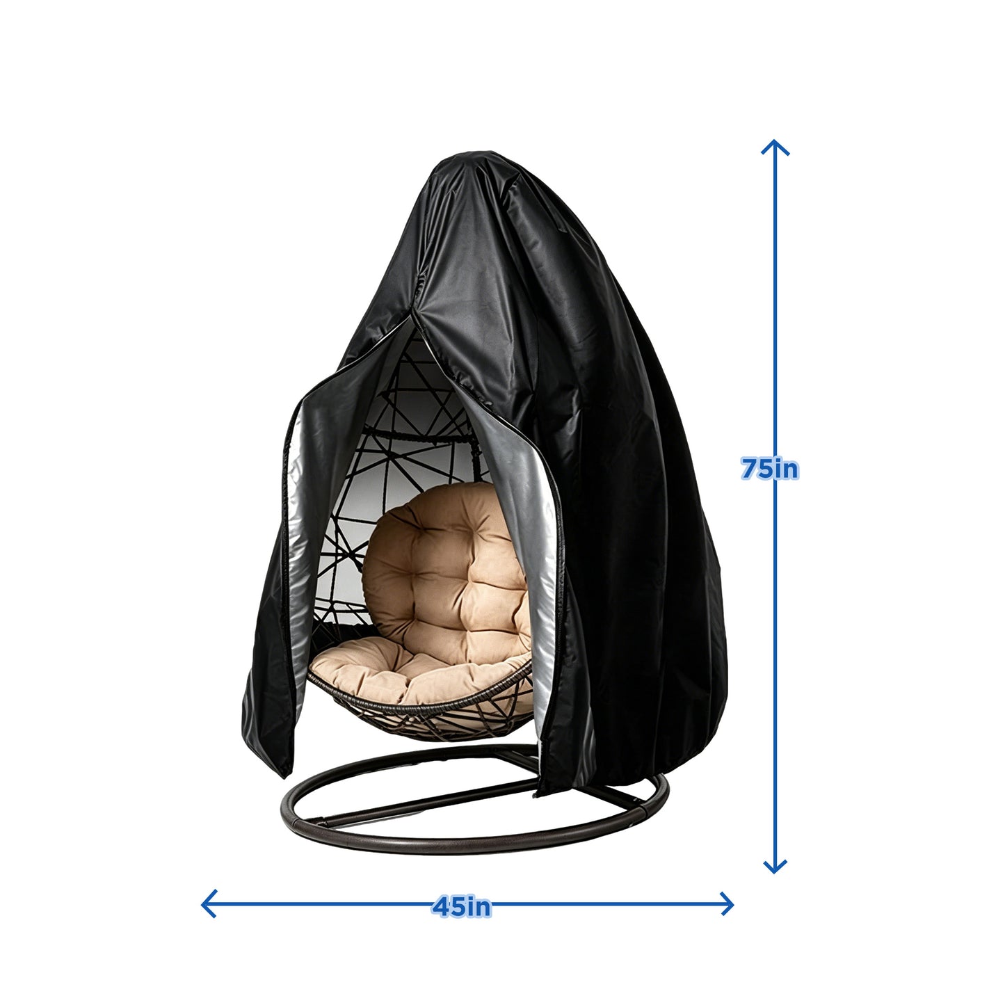 Lcgod Patio Egg Chair Cover with Zipper, Waterproof Weather Resistant Windproof Wicker Hanging Swing Chair Cover, 75" x 45"