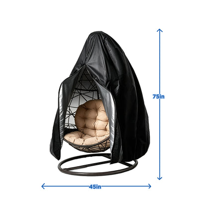 Lcgod Patio Egg Chair Cover with Zipper, Waterproof Weather Resistant Windproof Wicker Hanging Swing Chair Cover, 75" x 45"