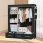 HioHa Portable Closet Organizer,3 Storage Drawers & Hanging Rod, Sturdy Space Saving Wardrobe for Bedroom Dorm Rental, Black