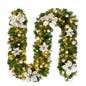 HioHa Christmas Garland 9ft Artificial Pine Garland with Warm White LED Lights, Pine Cones and Berries for Holiday Indoor Home Decor