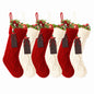 HioHa Christmas Stockings, Knit Cable Mantel Decor with Hanging Loop, Large Holiday Gift Bags for Fireplace, Set of 6, Red and Cream
