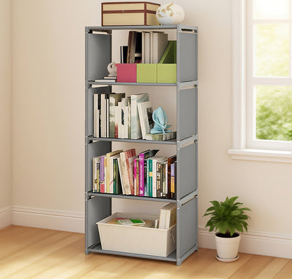 HioHa 5 Shelf Bookcase, 53 Inch Tall Open Industrial Standing Bookshelf Large Storage for Home Office, Living Room, Bed Room, Grey