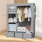 HioHa Portable Closet Organizer,3 Storage Drawers & Hanging Rod, Sturdy Space Saving Wardrobe for Bedroom Dorm Rental, Grey