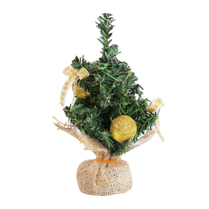 HioHa Small Christmas Trees with Lights, 1.4ft Mini Christmas Tree - Flocked Tabletop Christmas Decor for Home Office, Rustic Artificial Christmas Tree