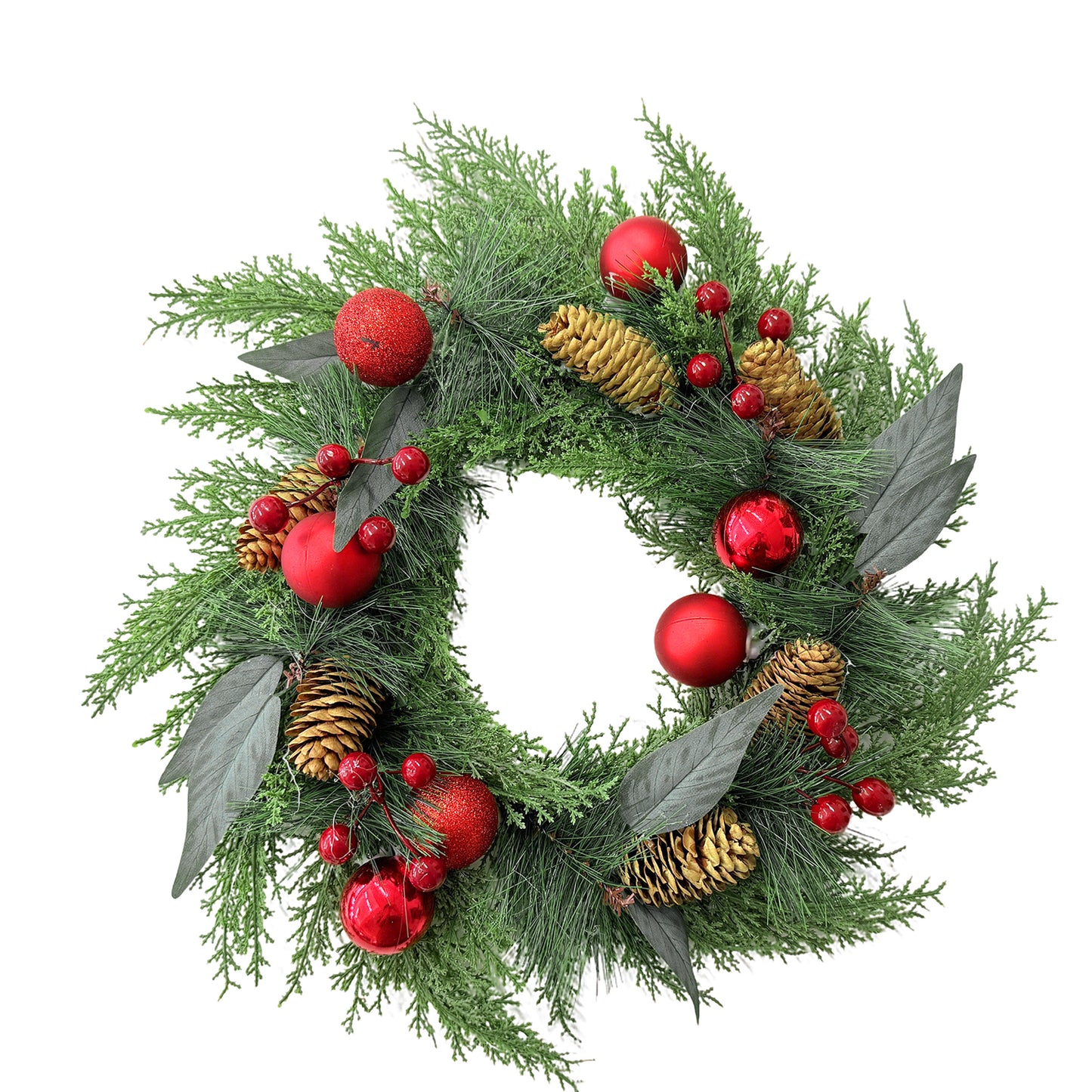 HioHa Christmas Wreaths & Fall Wreath for Front Door, 16-inch Artificial Decor with Pine Cones & Berries for Indoor Outdoor Use