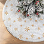 HioHa 48" Christmas Tree Skirt Gold Snowflake Embroidered Plush Fur Decor