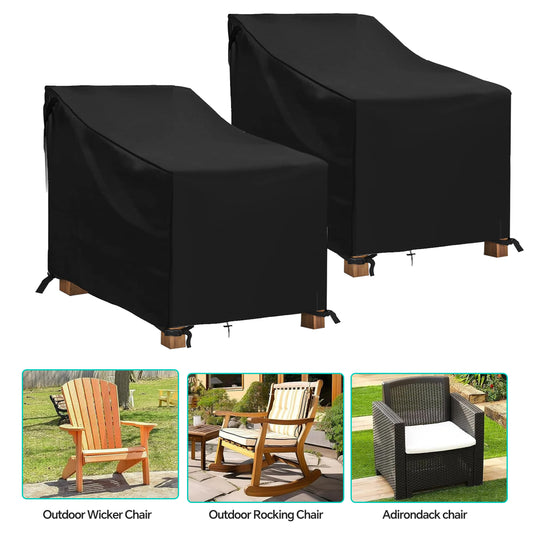 LCGOD Patio Chair Covers, Outdoor Lawn Furniture Covers 100% Waterproof, Lounge Deep Seat Large Cover with 600D Heavy Duty Oxford Cloth, 38" W x 31" D x 29" H（2PCS）