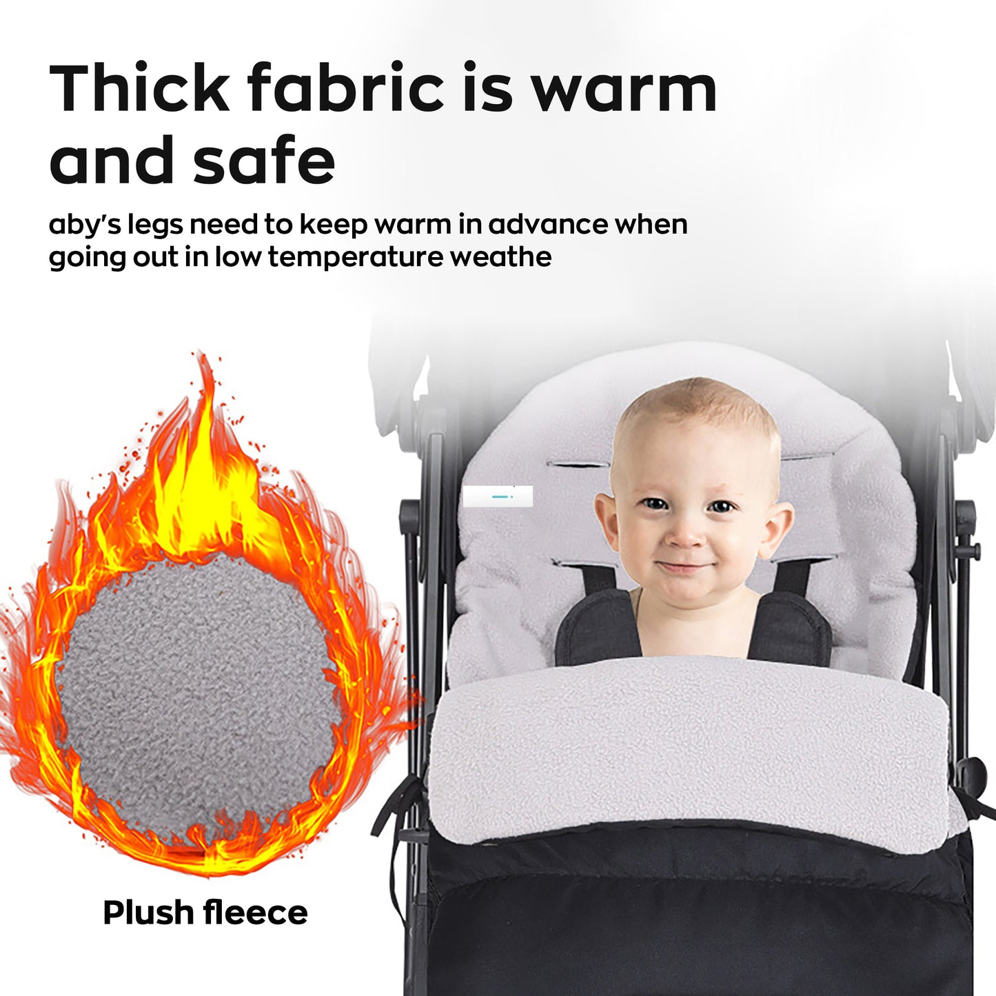 HioHa Universal Baby Stroller Footmuff, Winter Warm Pram Sack with 5-Point Harness Opening, Windproof & Water-Resistant, Machine Washable Cosy Liner for Newborn to Toddler, Fits Most Strollers Grey