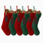 HioHa Christmas Stockings, Knit Cable Mantel Decor with Hanging Loop, Large Holiday Gift Bags for Fireplace, Set of 6, Green and Red