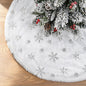 HioHa 48" Christmas Tree Skirt Silver Snowflake Embroidered Plush Fur Decor