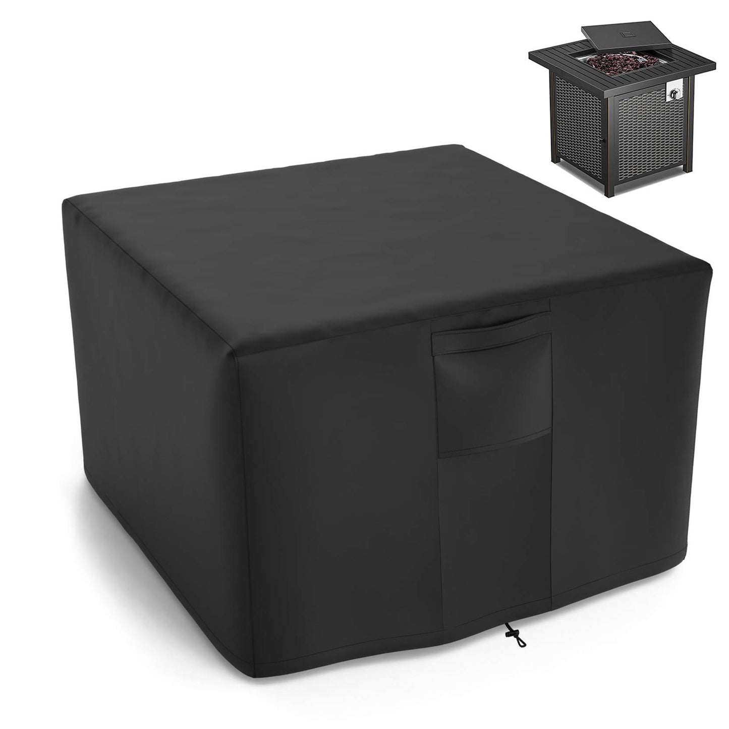 LCGOD Heavy Duty Square Fire Pit Cover, 100% Waterproof, 30x30x24 Inches, Fits 28-30 Inch Outdoor Gas/Wood Burning Fire Pits & Fire Tables