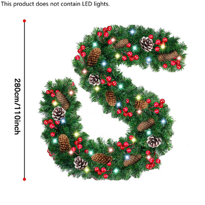 HioHa Christmas Garland 9ft Artificial Pine Garland with Pine Cones Berries for Holiday Indoor Outdoor Decor