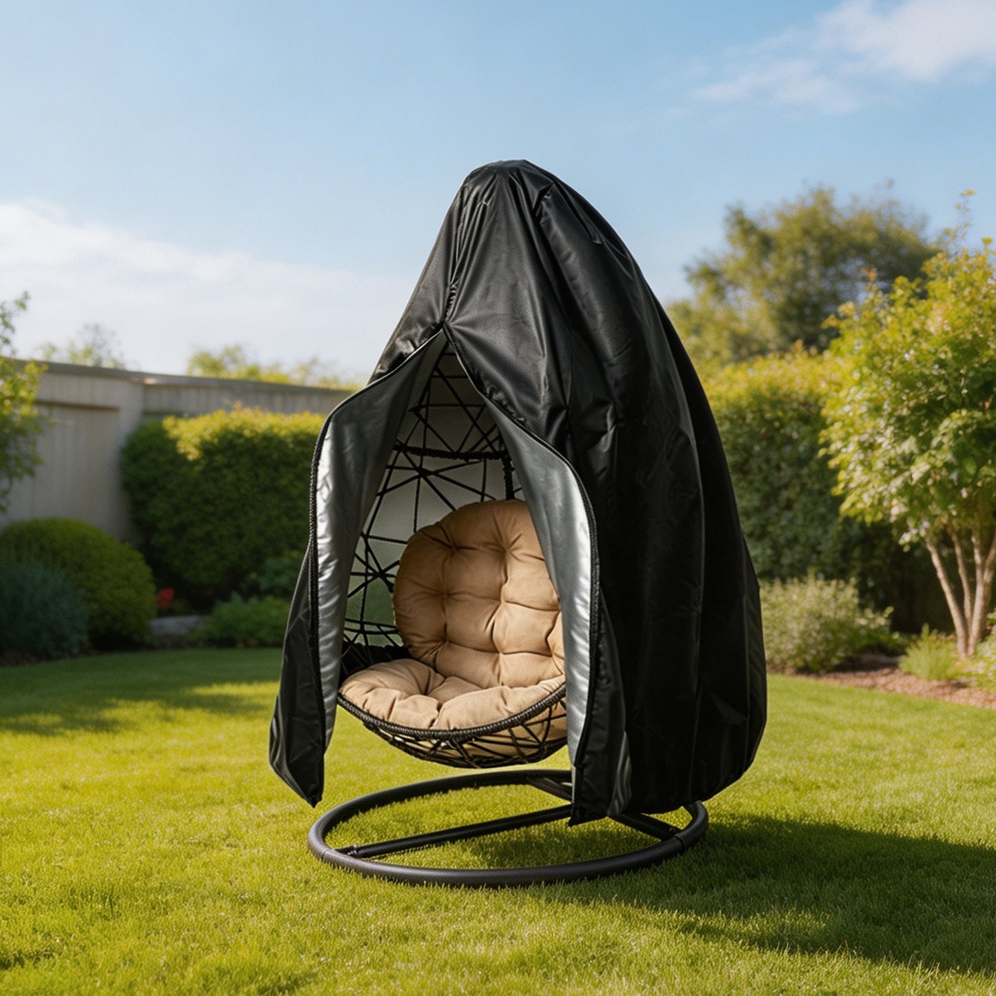 Lcgod Patio Egg Chair Cover with Zipper, Waterproof Weather Resistant Windproof Wicker Hanging Swing Chair Cover, 75" x 45"