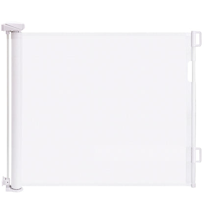 HioHa 59 Inch Retractable Gate, Hardware-Mounted Mesh Safety Gate for Stairs & Doorways, White