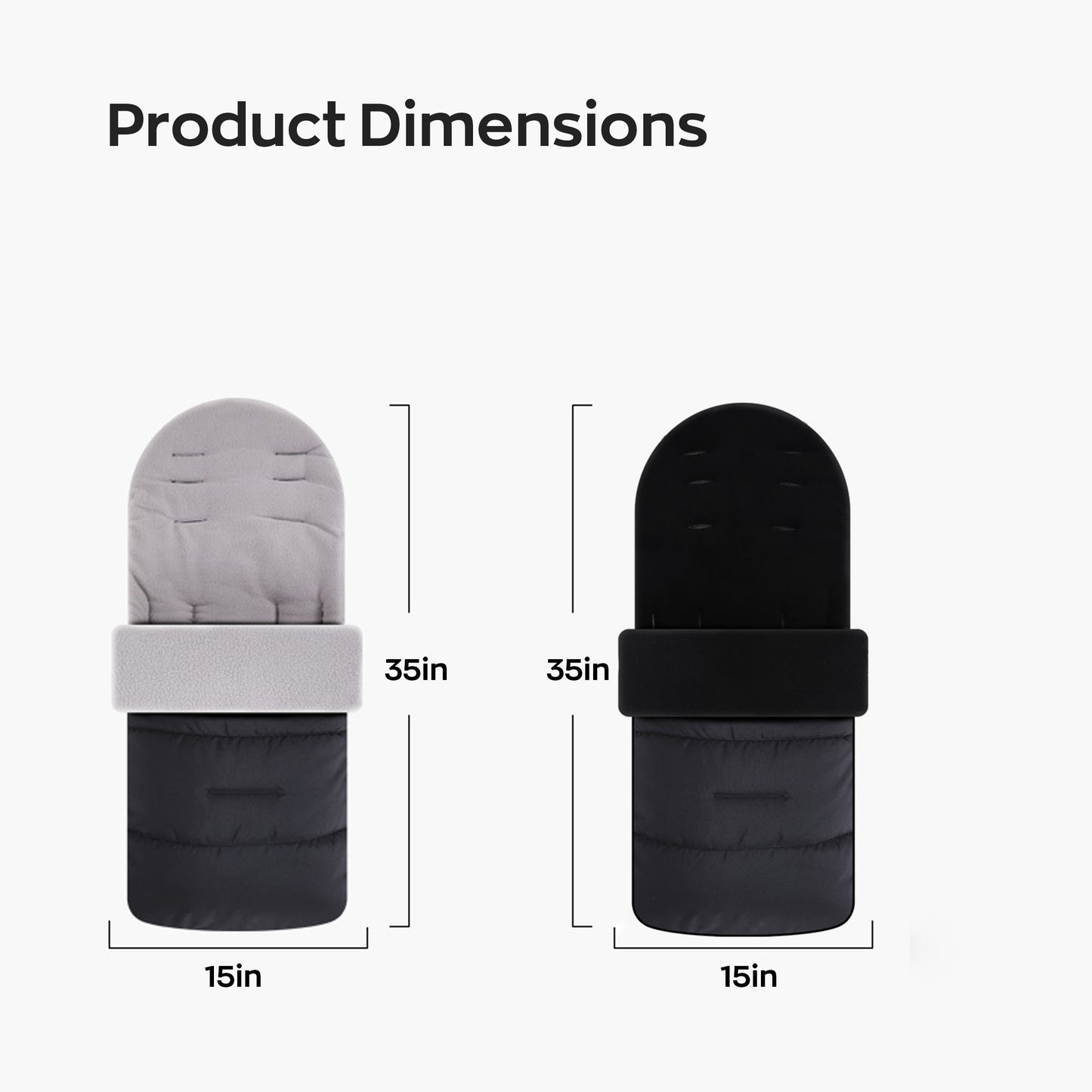 HioHa Universal Baby Stroller Footmuff, Winter Warm Pram Sack with 5-Point Harness Opening, Windproof & Water-Resistant, Machine Washable Cosy Liner for Newborn to Toddler, Fits Most Strollers Grey