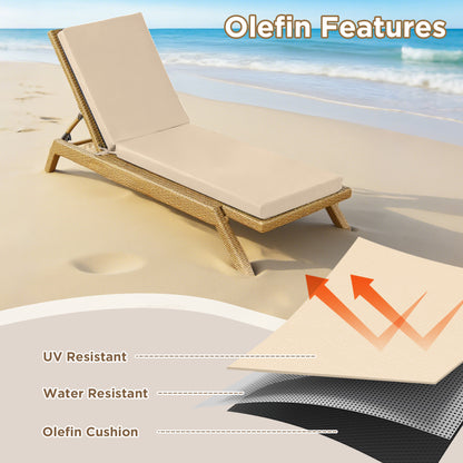LCGOD Outdoor Chaise Lounge Cushions, 72x21x3 inch Patio Recliner Chair Cushion with Ties, High-Density Foam Chair Cushion for Outdoor Furniture, khaki