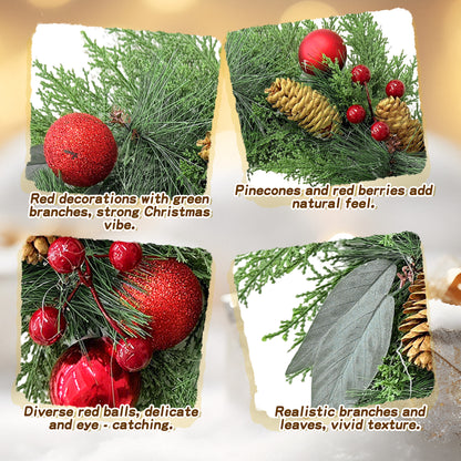 HioHa Christmas Wreaths & Fall Wreath for Front Door, 16-inch Artificial Decor with Pine Cones & Berries for Indoor Outdoor Use