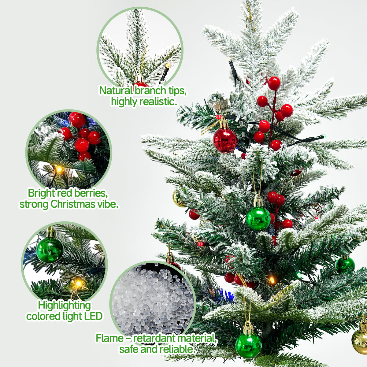 HioHa Solar Christmas Tree, 2 Pack Outdoor Mini Christmas Tree with Red Berries, Waterproof Light Up Xmas Tree Stakes for Yard Garden Lawn Pathway Decor