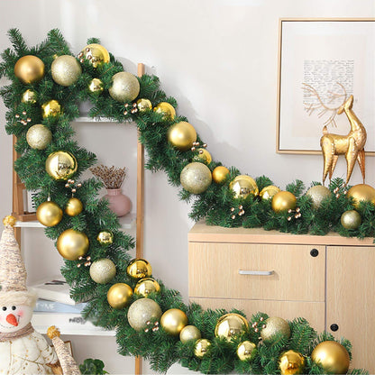 HioHa Christmas Garland 9ft Artificial Pine Garland with Warm White LED Lights, Pine Cones and Berries for Holiday Indoor Home Decor
