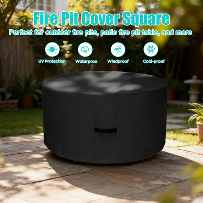 LCGOD Heavy Duty Round Fire Pit Cover, 100% Waterproof, 36x20 Inches, Fits 33-36 Inch Outdoor Gas/Wood Burning Fire Pits & Fire Tables