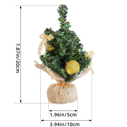 HioHa Small Christmas Trees with Lights, 1.4ft Mini Christmas Tree - Flocked Tabletop Christmas Decor for Home Office, Rustic Artificial Christmas Tree