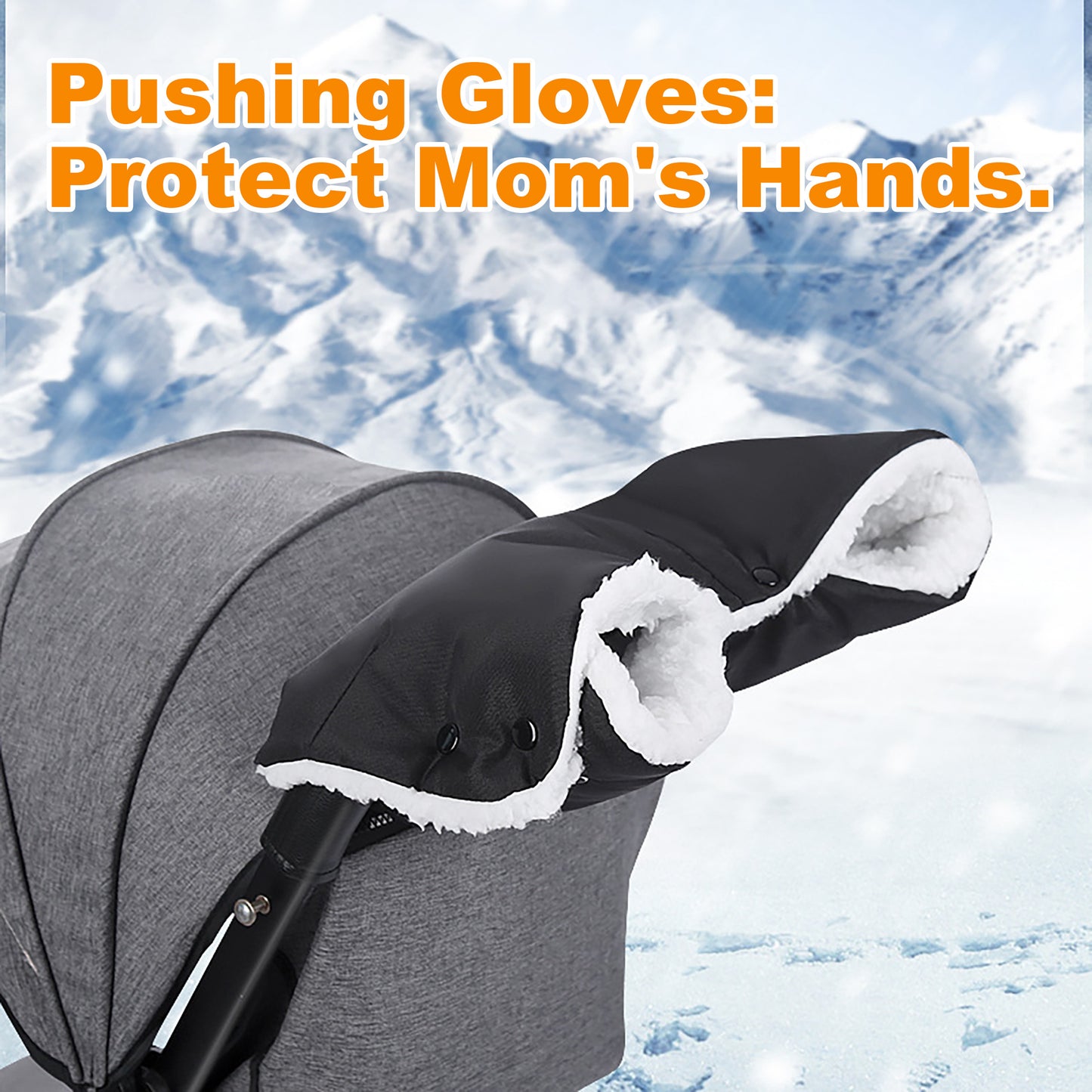 HioHa Stroller Hand Muff Warmer for Parents, Winter Pushchair Accessory Fits Most Buggies & Bike Trailers, Black