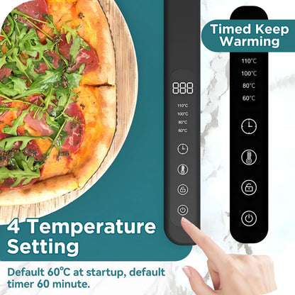 HioHa Food Warmer Electric, Fast & Even Heating Mat with 6-Temp Settings, Timer, Auto Shut-Off, Portable Hot Plate for Desktop Safety