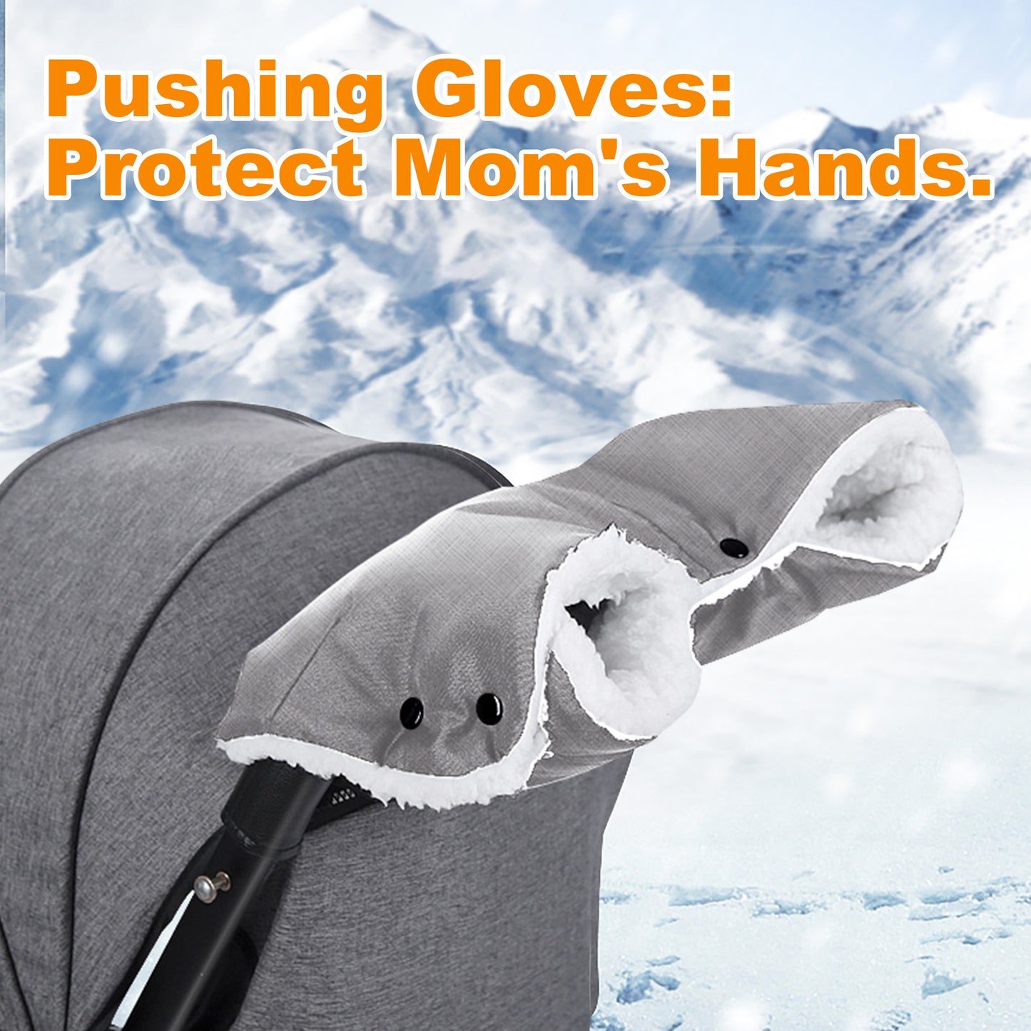HioHa Stroller Hand Muff Warmer for Parents, Winter Pushchair Accessory Fits Most Buggies & Bike Trailers, Gray