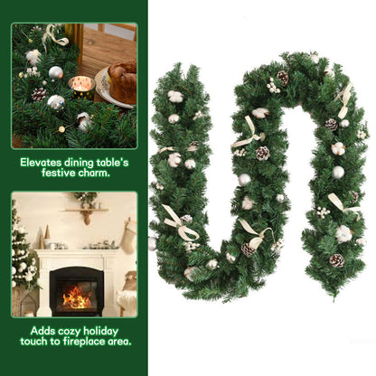 HioHa Christmas Garland 9ft Artificial Pine Garland with Pine Cones Berries for Holiday Indoor Outdoor Decor