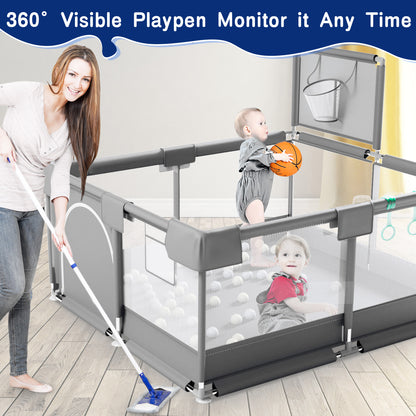 HioHa Baby Playpen, Portable Play Yard Baby Fences with Storage Bag for Infant Toddler(SWBP6)