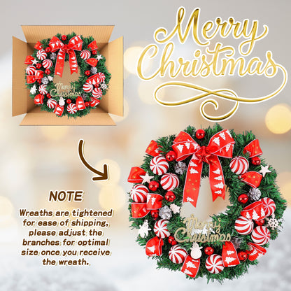 HioHa Christmas Wreaths & Fall Wreath for Front Door, 16-inch Artificial Decor with Pine Cones & Berries for Indoor Outdoor Use