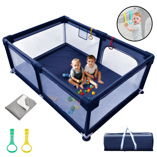 HioHa 71" Baby Playpen - Mat Included, Sturdy Steel Frame & Breathable Mesh Walls, Portable Indoor/Outdoor Play Yard
