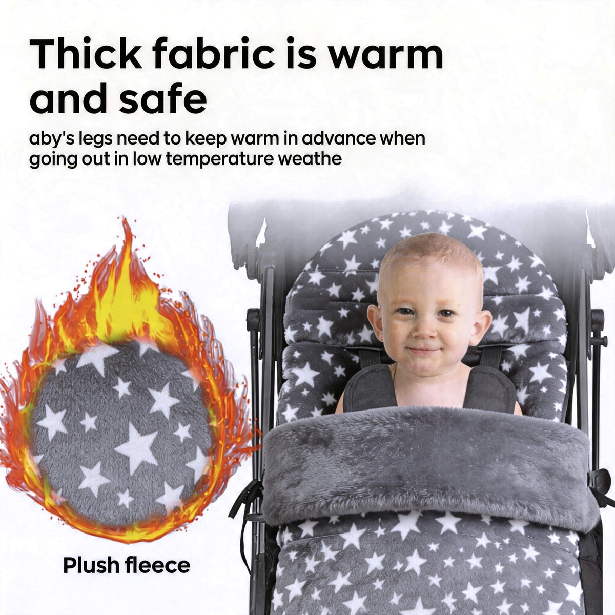 HioHa Universal Baby Stroller Footmuff, Winter Warm Pram Foot Sack with 5-Point Harness Opening, Windproof & Water-Resistant, Machine Washable Cozy Liner for Newborn to Toddler, Fits Most Strollers