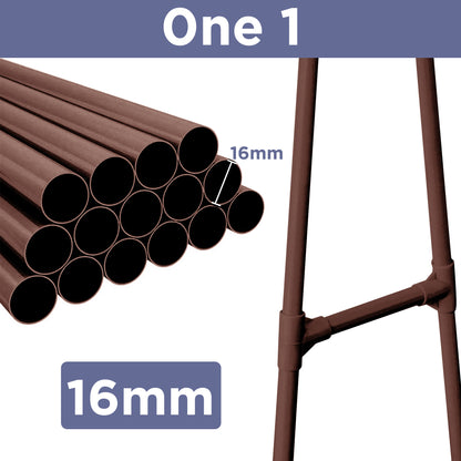 HioHa Portable Clothes Rack on Wheels with 2-Tier Shelves & Hooks - Stainless Steel Rolling Garment Rack for Clothing, Shoes, Laundry - Home, Office, Dorm Use (Brown)