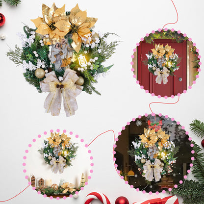 HioHa Christmas Wreaths & Fall Wreath for Front Door, 16-inch Artificial Decor with Pine Cones & Berries for Indoor Outdoor Use