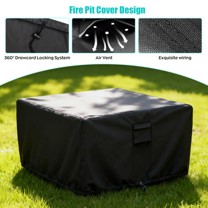 LCGOD Heavy Duty Square Fire Pit Cover, 100% Waterproof, 30x30x24 Inches, Fits 28-30 Inch Outdoor Gas/Wood Burning Fire Pits & Fire Tables