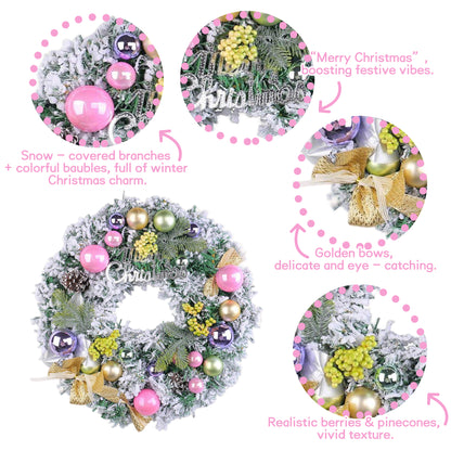HioHa Christmas Wreaths & Fall Wreath for Front Door, 16-inch Artificial Decor with Pine Cones & Berries for Indoor Outdoor Use