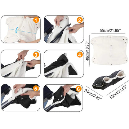 HioHa Stroller Hand Muff Warmer for Parents, Winter Pushchair Accessory Fits Most Buggies & Bike Trailers, Black