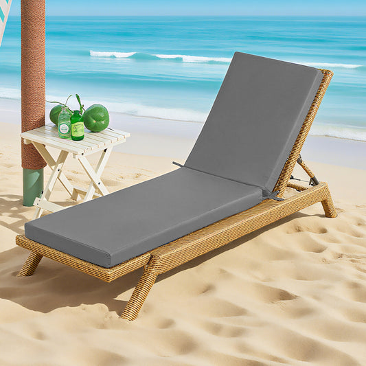 LCGOD Outdoor Chaise Lounge Cushions, 72x21x3 inch Patio Recliner Chair Cushion with Ties, High-Density Foam Chair Cushion for Outdoor Furniture, Dark Gray